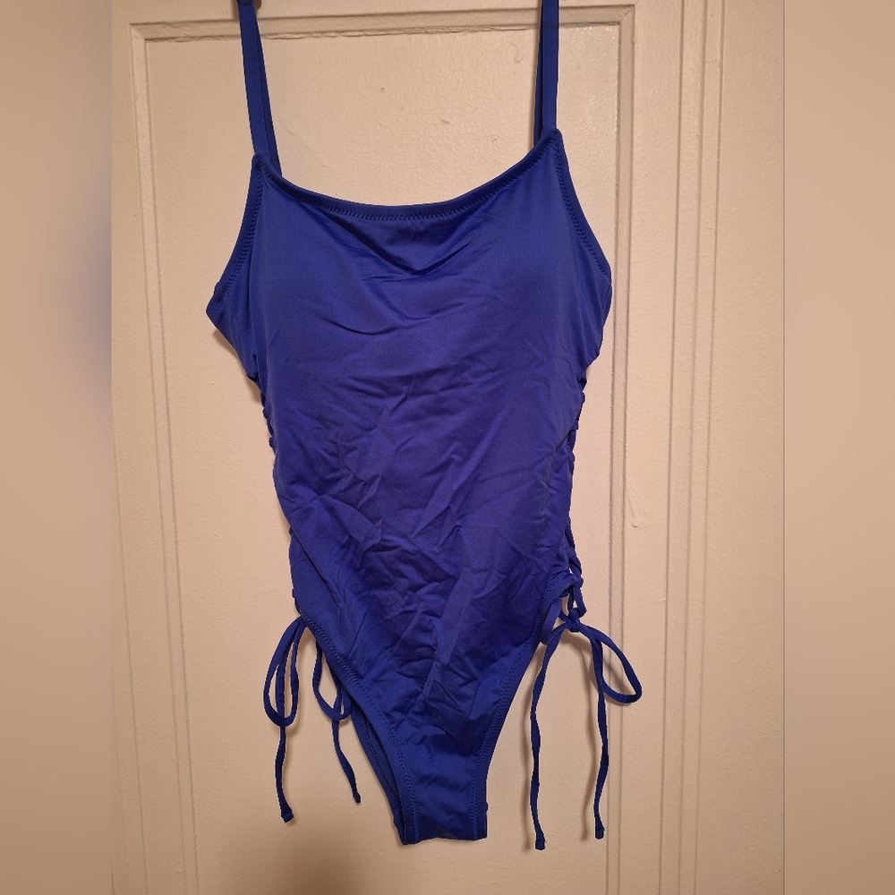 Royal Blue One Piece Swimsuit with Scoop Neckline and Spaghetti Straps